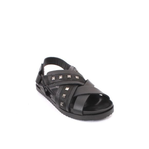 Mariano Paoletti 327 Black Leather Slides Men Comfort Sandals